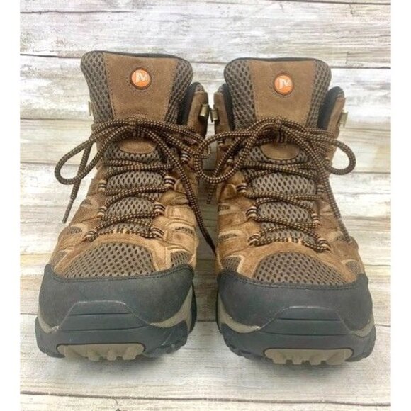 Merrell Men's J06051 Hiking Boots Brown Suede & Mesh Size 9.5 Vibram Sole - Picture 1 of 10